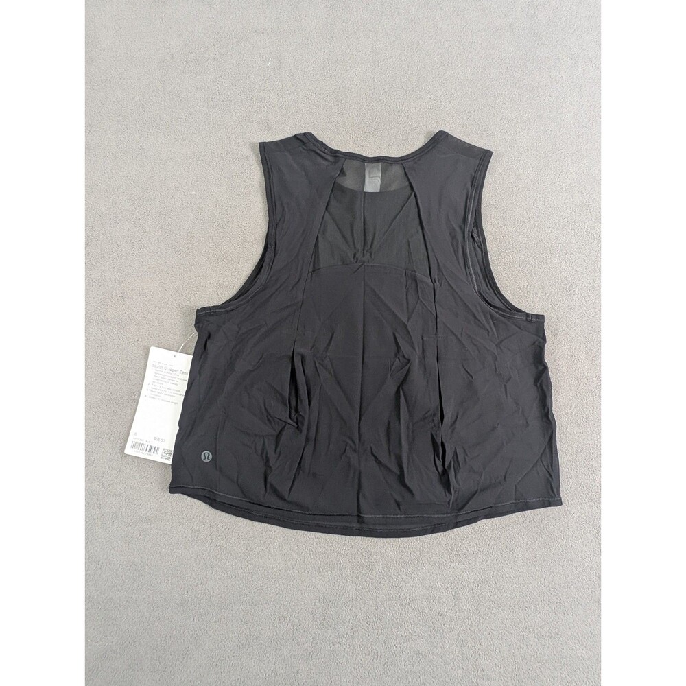 NWT Lululemon Sculpt Cropped Tank Black Size 6 Mesh Workout Top LW1DZSS